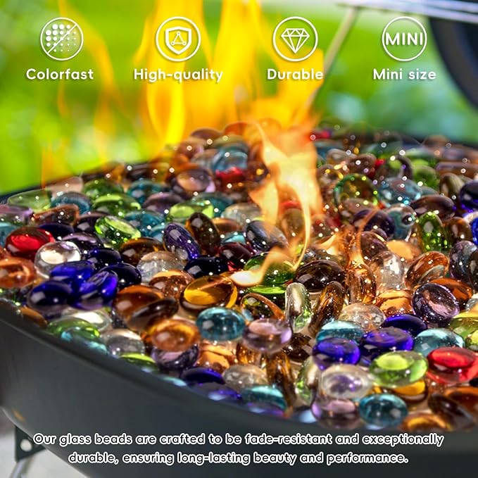 5 LB Mix Color Glass Beads, Mini Flat Glass Marbles~750PCS for Vases, Floral Bottom Mancala Gems Pebbles Fish Tank Rocks for Table Scatter Aquarium,Vase Fillers,Home Decorative Art Craft(0.5"~0.7")-PawvioPets