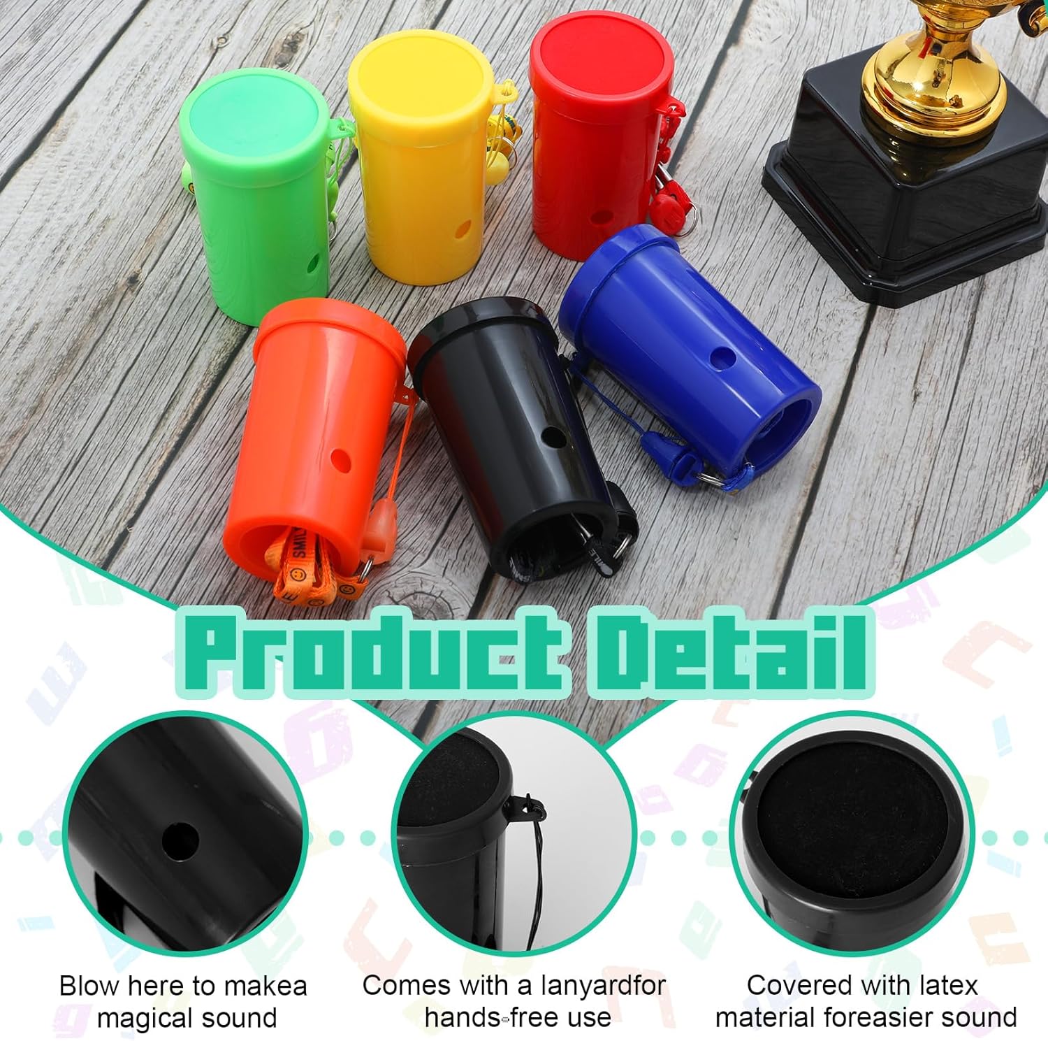 12 Pcs Air Horns 3 Inch Noisemakers for Sporting Events Parties Celebrations Loud Noise Maker Blow Horn Noise Whistle with Lanyard for Birthday Party Celebrations Goodie Fillers(6 color)