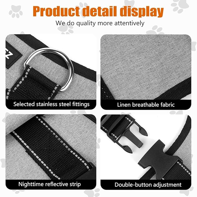 Ayquez Dog Lift Harness with Storage and Transport Bag, Dog Harness with Handle for Lifting & Hip dysplasia, arnés para Perros pequeños, pechera para Perros (Gray, XL)-PawvioPets