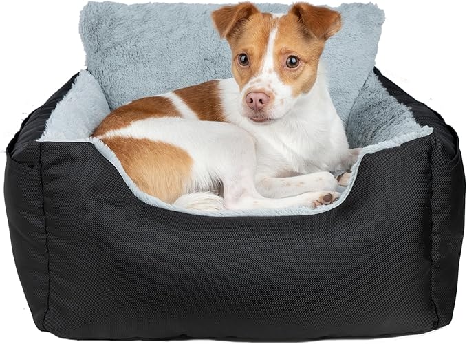 Best Pet Supplies Dog Pet Booster Seat, Dog Car Seats for Small Dogs & Medium Dogs, Soft Plush Cushion with Comfortable Bedding, Secure Straps, and Tall Pillow, Black-PawvioPets