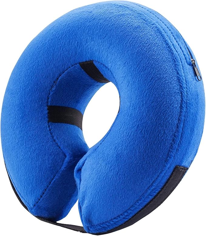 BENCMATE Inflatable Dog Cone Collar Alternative, Soft Dog Cone for Small Medium Large Dogs and Cats, Neck Recovery ECollar Donut Collar After Surgery (Large+, Blue)-PawvioPets