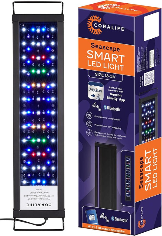 Coralife Fish Tank Aquarium Seascape WiFi/Bluetooth Smart LED Light Fixture, 18-24"-PawvioPets