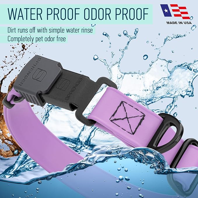 Dogline Biothane Waterproof Dog Collar with Herm Sprenger Stainless Steel Quick Release Buckle – Heavy Duty Tactical Durable Collar for Dogs – Comfortable and Safe Pet Collar W 3/4" L 12-19" Amethyst-PawvioPets