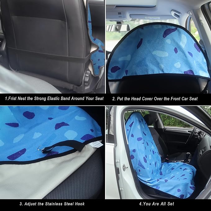 Car Seat Cover Protector Front Seats,for Gym Workout,Running,Swimming,Beach and Hiking,Waterproof Sweat Towel Bucket Seat Covers for Cars SUV Trucks (Blue Marbling, 1Pcs)-PawvioPets