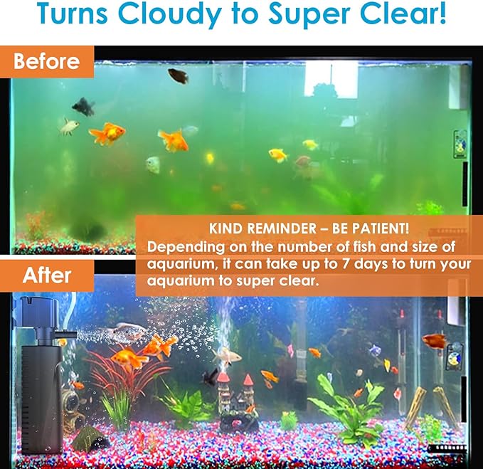 Aquarium U-V Filter for Green Water, Fish Tank Filter with Timer U-V Light, Turtle Tank Filter, Internal Filter with Dual Water Outlet & Aeration, for 10-40 Gallon Tank-PawvioPets