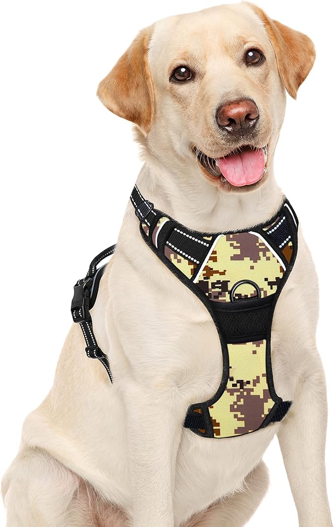 BARKBAY No Pull Dog Harness Large Step in Reflective Dog Harness with Front Clip and Easy Control Handle for Walking Training Running(Desert camo,L)-PawvioPets