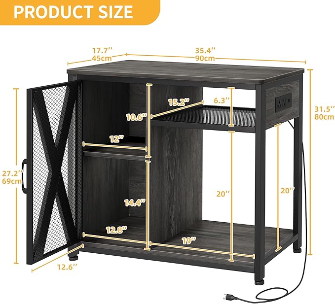 DWVO 40-50 Gallon Aquarium Stand with Power Outlets & LED Light, Cabinet for Fish Tank Accessories Storage - Metal Fish Tank Stand Suitable for Turtle, Reptile Terrarium, 660LBS Capacity, Grey-PawvioPets