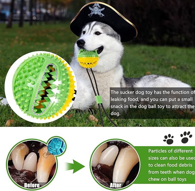 Dog Toys, Dog Chew Toys for Aggressive chewers, Puppy Training Treats Teething Rope Toys for Boredom, Puzzle Treat Food Dispensing Ball for Puppies Teething Small Dogs (Green)-PawvioPets