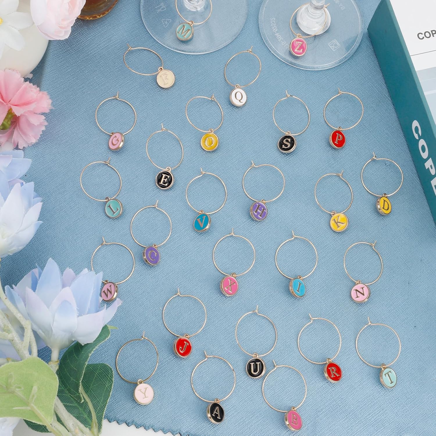 Wine Glass Charms Wine Charms for Stem Glasses Glass Markers Identifiers Tags for Christmas Tasting Party Favors Decorations