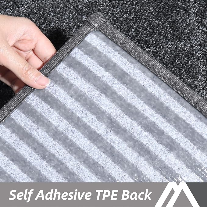 COSY HOMEER Edging Stair Treads Non-Slip Corner Indoor Stair Runners for Wooden Steps,Landing Slip Resistant Stair Rugs Mat for Kids and Dogs,100% Polyester TPE Backing,Black,30x30 inch-PawvioPets