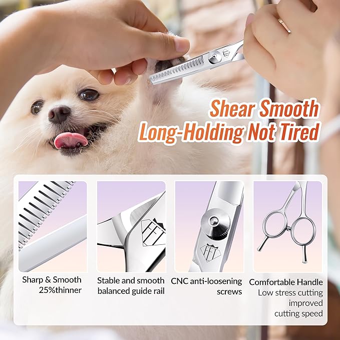 Dog Grooming Scissors: 4.75" Pet Thinning Shears Made Of Advanced Stainless Steel Alloy for Trimming Dogs Cats and Other Pets Face and Paws-PawvioPets