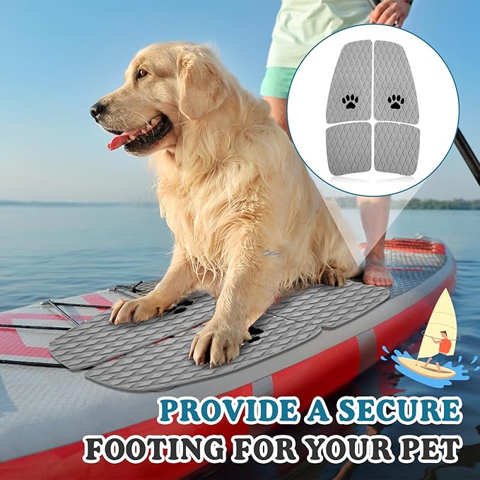 Dog Traction Pad Dog Paddle Board Kayak Accessories 21.2 x 15.3 Inch Non Slip Deck Grip Mat Surfboard Traction Good Grip EVA Foams for SUP Skimboard Paddleboard Surfboard-PawvioPets