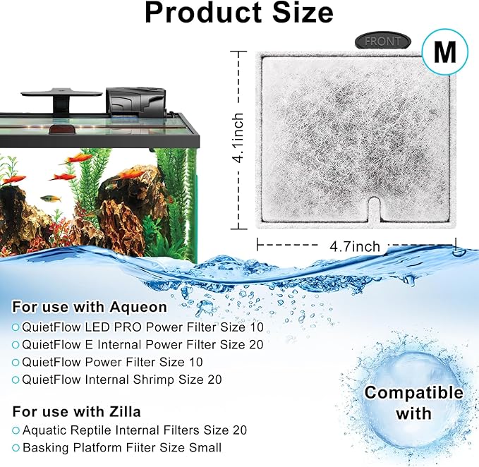 4 Pack Medium Filters Cartridges Compatible with Aqueon Fish Tank Filter Cartridges Compatible with Aqueon QuietFlow LED PRO Power Filter Size 10/Power Filter Size 10/E Internal Power Filter Size 20-PawvioPets