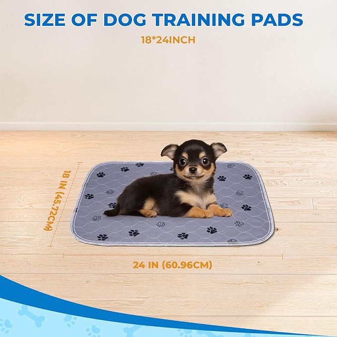 Fostanfly Reusable Puppy Pads, 2 Pack 18"x 24" Washable Pee Pads for Dogs, Absorbent and Leakproof Wee Wee Mat, Waterproof Non Slip Training Mats for Potty, Crate, Playpen, Bed, Sofa-PawvioPets