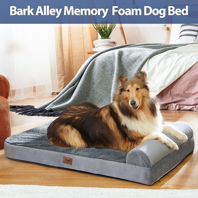 Bark Alley Jumbo Memory Foam Orthopedic Bed - Waterproof Washable Cover, Perfect for Medium, Large, and Extra Large Dogs, Sofa and Couch-PawvioPets