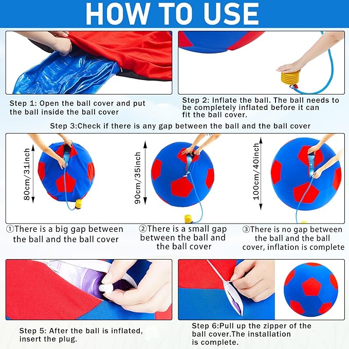 40inch Giant Herding Ball with Ball Cover Anti Burst Please Watch VCR for How to Inflation Horse Toys for Horses Stall Entertainment Play, Pump Included(Colorful,Classic)-PawvioPets