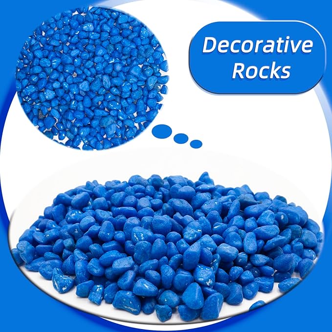 Blue Pebbles for Crafts, 0.9 Pound Natural Polished Aquarium Gravel, Decorative Pebbles for Indoor Plants, Turtle Tank, Vase, Succulents Cactus, Garden Landscaping-PawvioPets