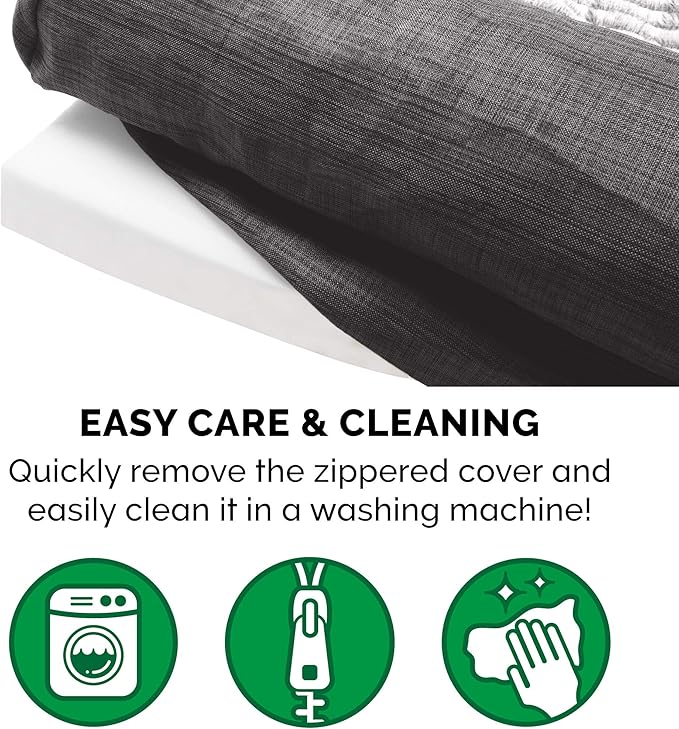 Furhaven Orthopedic Dog Bed for Large Dogs w/ Removable Bolsters & Washable Cover, For Dogs Up to 125 lbs - Luxe Faux Fur & Performance Linen Sofa - Charcoal, Jumbo Plus/XXL-PawvioPets