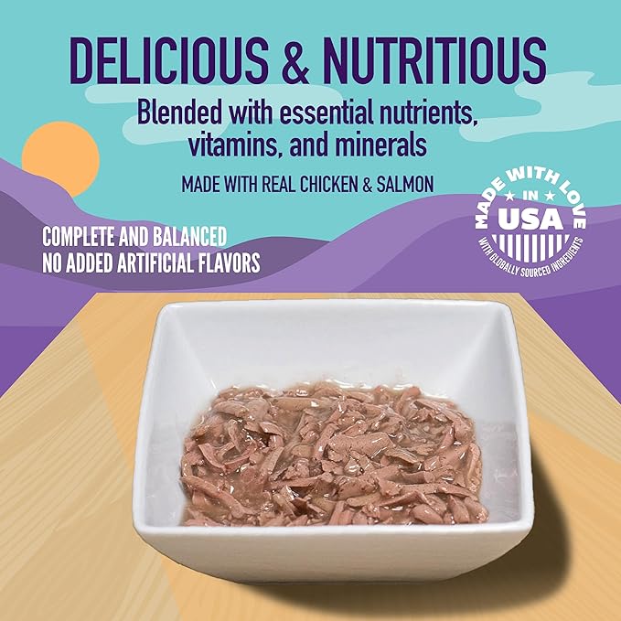 A Strong Heart Canned Wet Cat Food, Chicken & Salmon Dinner in Gravy - 5.5 oz Cans (Pack of 24), Made in The USA with Real Chicken & Salmon-PawvioPets