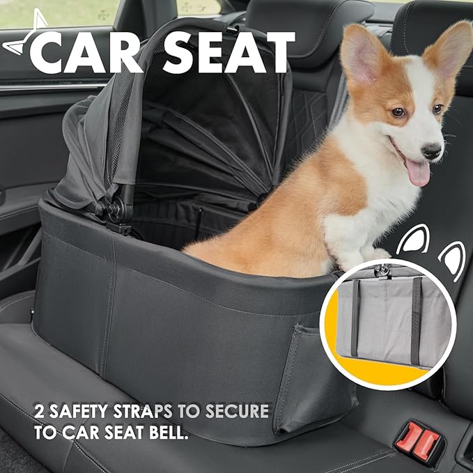 3 in 1 Pet Stroller with Removable Carrier, Folding Stroller for Small/Medium Dogs and Cats, Waterproof, All-Terrain, with Sun Shades, Car Seat-PawvioPets