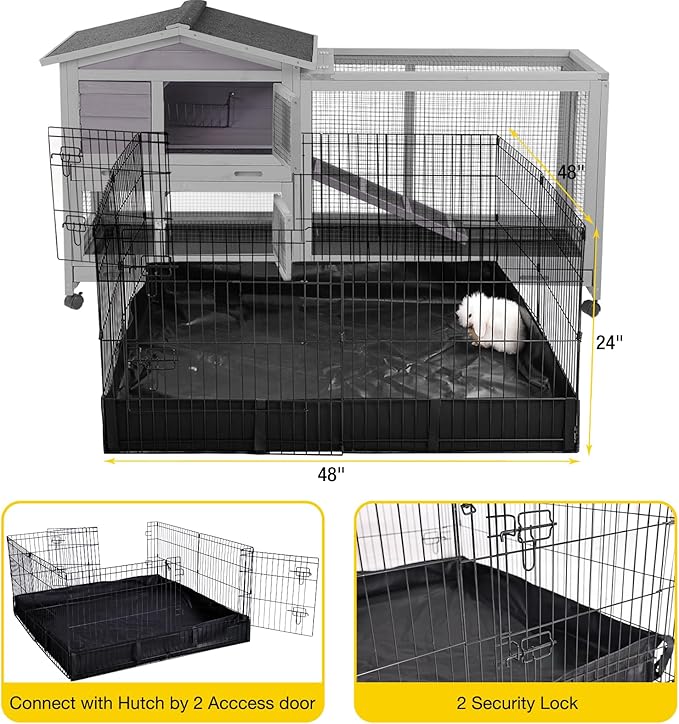 Aivituvin Rabbit Playpen Pet Pen Small Animal Cage with Waterproof Liner - Extension Playpen-PawvioPets