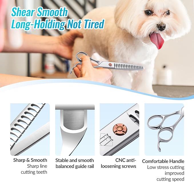 Dog Grooming Scissors: 7 inch Pet Chunker Shears Made Of Japanese 440c Advanced Stainless Steel Professional Grooming Scissors for Dogs Cats and Other Pets-PawvioPets