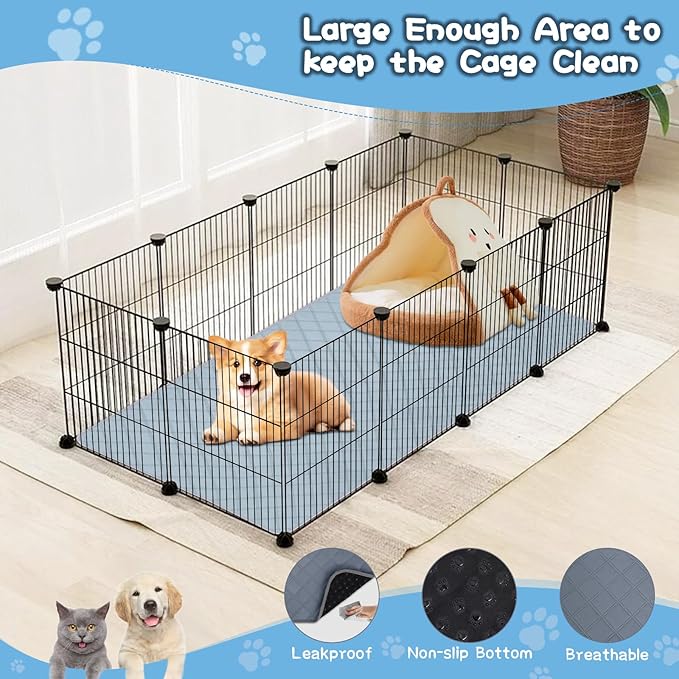 3 Packs Washable Guinea Pig Cage Liners, Waterproof Guinea Pig Pee Pads Reusable Absorbent Bedding Anti Slip Mats for Small Animals Bunny Rabbit Hamster (47 x 24in)-PawvioPets