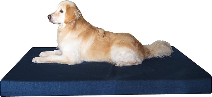 Dogbed4less Luxury XXL Orthopedic Memory Foam Dog Bed for Extra Large Dogs with Durable Waterproof Internal Case, Removable Washable Denim Cover and Bonus Pet Bed Spare Cover, 55X37X4 Inches, Blue-PawvioPets