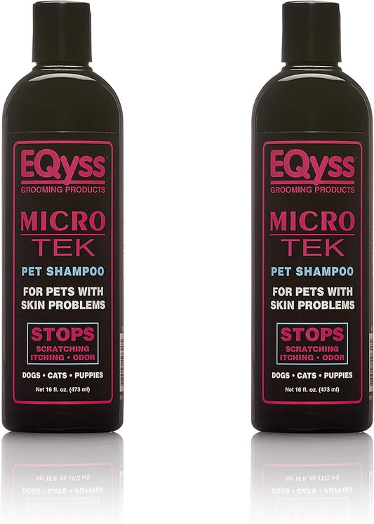 EQyss Micro-Tek Pet Shampoo - Stops Scratching, Itching, Biting, or Licking Hot Spots. Perfect for Pets with Skin Problems. 16 oz-PawvioPets