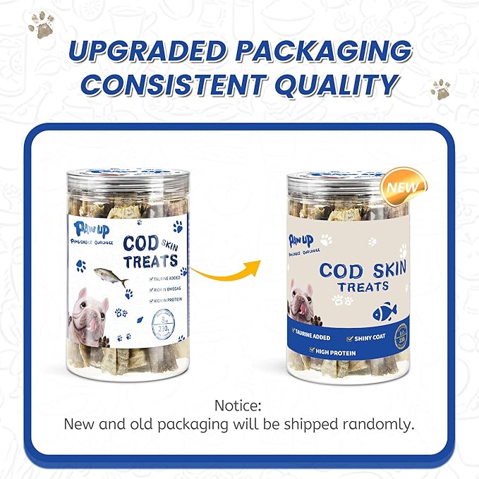 Dog Treats, Cod Skins Dog Treat with Taurine, One-Ingredient Grain-Free Chew Fish Skin Rolls Rich in Omega3, 8 oz-PawvioPets