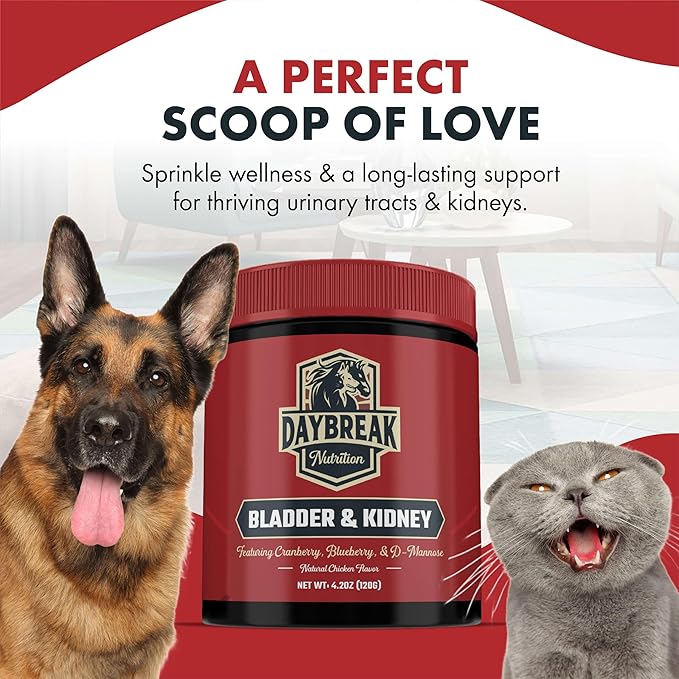 Bladder and Kidney Relief for Dogs & Cats by Daybreak Nutrition | Powder Cranberry Supplement for Dogs and Cat for UTI Treatment & Urinary Support | Dog & Cat Urinary Tract Infection Remedy Supplement-PawvioPets