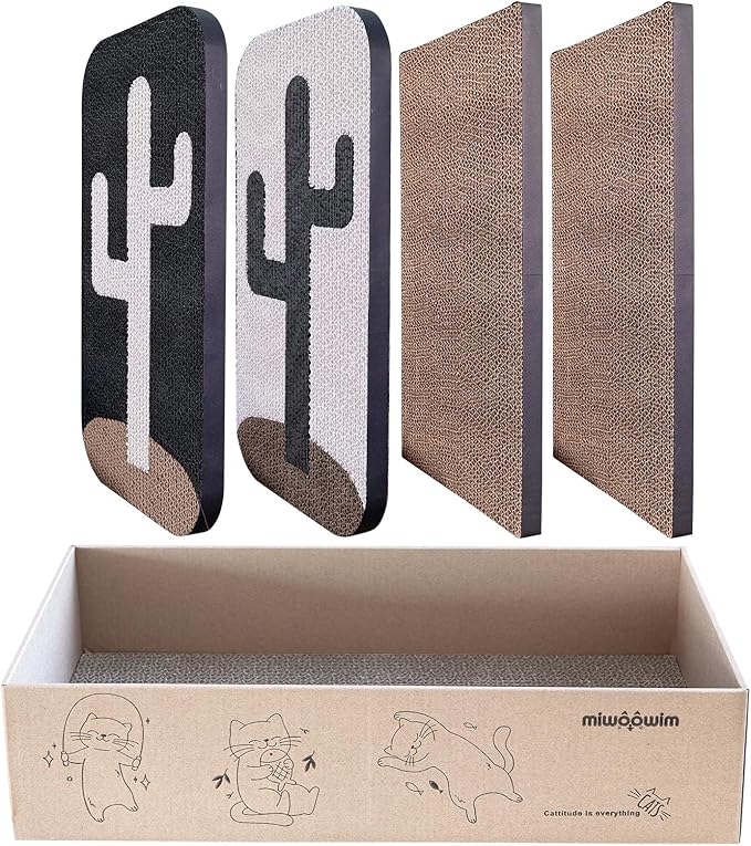 4 Pcs Cat Scratcher Wall Mounted Scratch Pad +Cat Scratcher Box Door Cat Nail File Scratcher for Wall Modern Cute Cardboard Vertical Cat Scratching Post, Furniture Protector-PawvioPets
