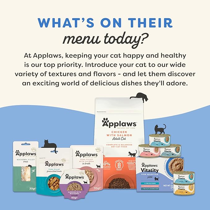 Applaws Vitality Wet Cat Food in Broth, Natural Canned Cat Food, Wet Food for Cats with Added Vitamins and Minerals, Grain Free, Carrageenan Free, Variety Selection in Broth (12 Count, 5.5 oz Cans)-PawvioPets