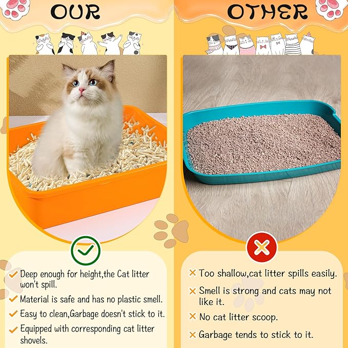 6 Pcs Kitten Small Litter Box Set, Plastic Kitten Litter Pan with 6 Scooper Cat Litter Box Cat Litter Box Travel Toilet for Small Pet Kitty Bunny Guinea Pig-PawvioPets