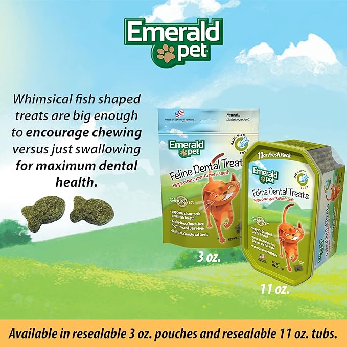 Feline Dental Treats — Tasty and Crunchy Cat Dental Treats Grain Free — Natural Dental Treats to Clean Cat Teeth, Freshen Cat Breath, and Reduce Plaque and Tartar Buildup — Tuna Treats, 11 oz-PawvioPets