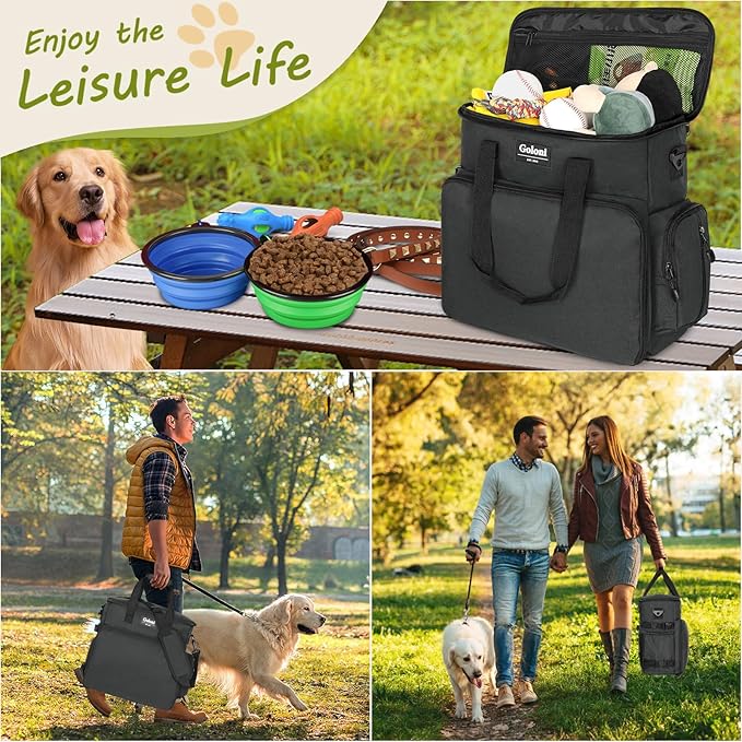 Dog Travel Bag Airline Approved–Pet Travel Tote with Collapsible Bowls,Food Containers & Feeding Mat–Multi-Pocket Organizer for Dogs & Cats, Durable & Water-Resistant for Hiking,Trips,Outdoors-PawvioPets