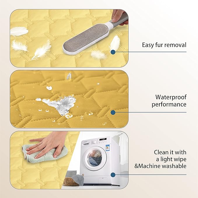 gogobunny 100% Double-Sided Waterproof Dog Bed Cover Pet Blanket Sofa Couch Furniture Protector for Puppy Large Dog Cat, Reversible (32x53 Inch (Pack of 1), Dark Yellow/Light Yellow)-PawvioPets