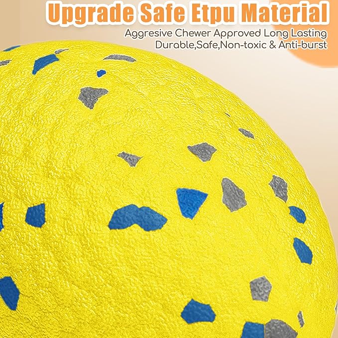 4.72" Indestructible Large Rugby Balls for Aggressive Chewers Durable Olive Bouncy Interactive Football Toy for Dogs Fetch Game Lightweight Floating Outdoor Training, Yellow-PawvioPets