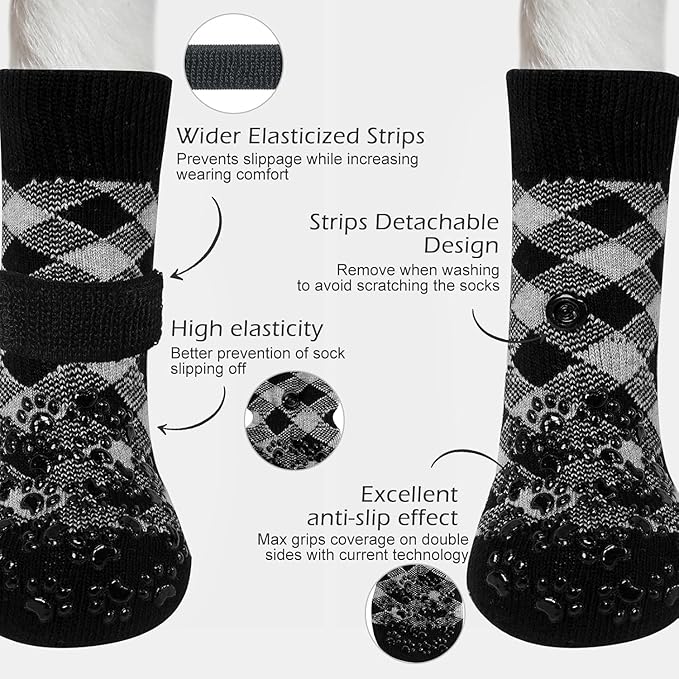 EXPAWLORER Anti Slip Dog Socks to Prevent Licking Paws, Dog Shoes for Hot Pavement, Dog Booties for Small Medium Large Senior Dogs, Traction Control Boots & Paw Protectors for Hardwood Floors-PawvioPets