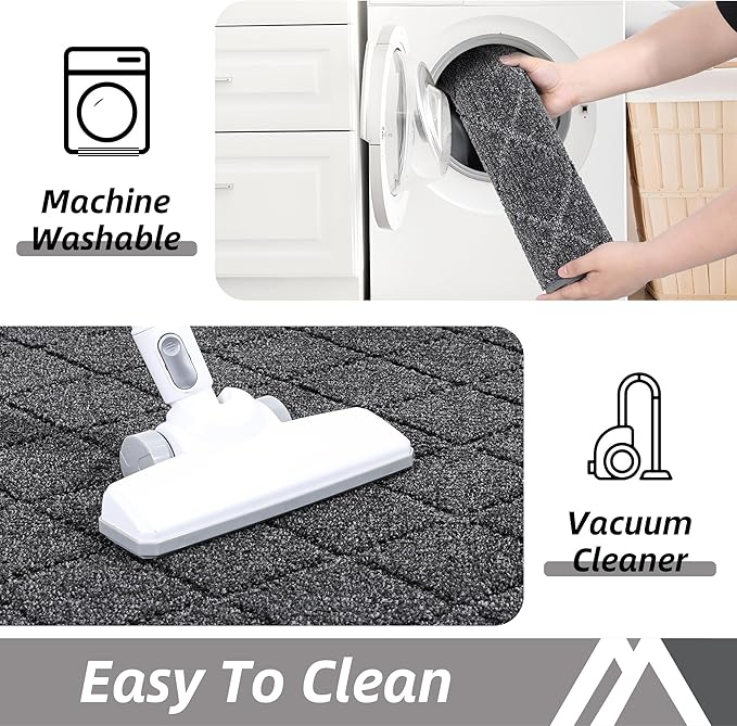 COSY HOMEER Edging Stair Treads Non-Slip Corner Indoor Stair Runners for Wooden Steps,Landing Slip Resistant Stair Rugs Mat for Kids and Dogs,100% Polyester TPE Backing,Black,30x30 inch-PawvioPets