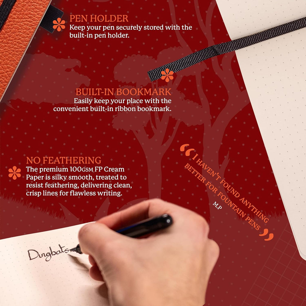 Dingbats A5+ Wildlife Notebook Journal Softcover, Cream 100gsm Ink-Proof Paper, 6 x 8.3 inches, 112 pages (Orange Tiger, Lined Format)