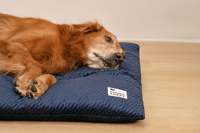 FUNNY FUZZY Washable Dog Bed,Reversible Plush Dog Crate Mat, Soft Fluffy Kennel Pad,Pet Sleeping Mattress for Jumbo,X-Large Sized Dogs Breeds,2XL,48"× 31",Midnight Blue-PawvioPets