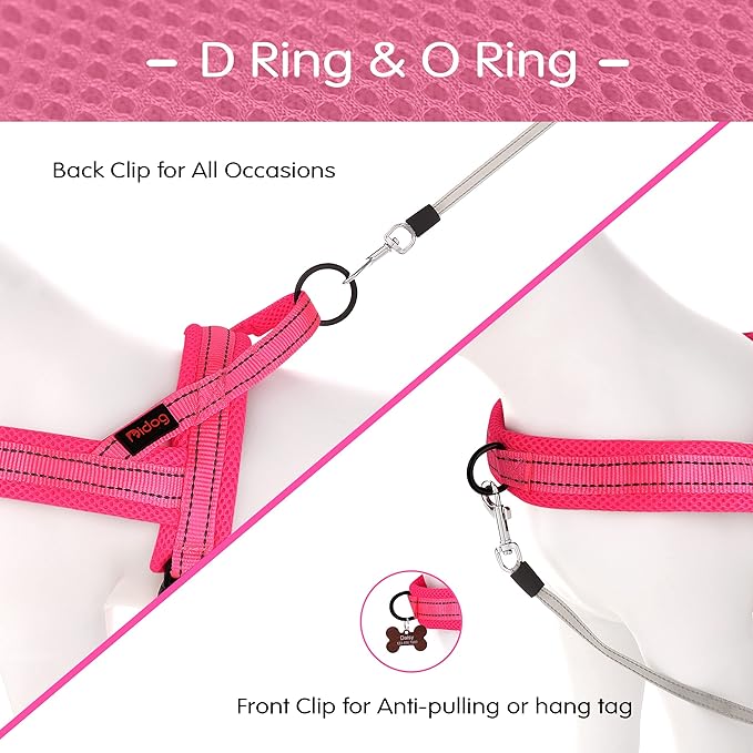 Didog No Pull Dog Harness with Soft Mesh Padded,Reflective & Quick Fit Light Weight Dog Strap Vest Harness,Easy for Walking Training (XS:Chest 15-18", Pink)-PawvioPets