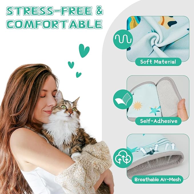 Cat Grooming Hammock, Self-Adherent Wrap for Cutting Nails, Anti-Escape Calming Grooming Bag for Medicine, Nail Clipping, Teeth Brushing, Ear Cleaning-PawvioPets