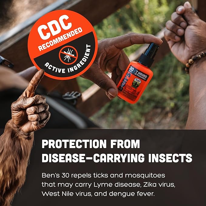 Ben's Tick & Insect Repellent - Travel Size Bug Spray with 30% DEET for Mosquitoes, Ticks & More - Up to 7 Hours of Protection - Fragrance-Free - 1.25 Fl Oz (4 Pack)-PawvioPets