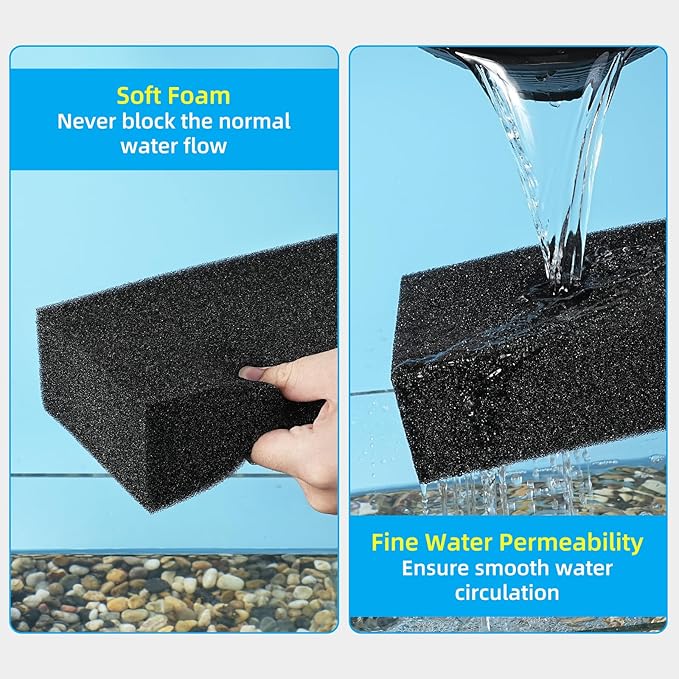 AQUANEAT 2 Pack Aquarium Bio Sponge Filter Media Pad Cut-to-Size Open Cell Foam Sheet for Fish Tank Sump (7.5" x 4.7" x 2.75")-PawvioPets