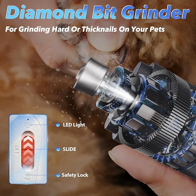 2 in 1 Dog Nail Clippers and Grinder with Lights & Cat Nail Clipper for Large Medium Small Dogs Cats Nail Trimmers USB Rechargeable with 2 LED Lights Dog Claw Care for Non-Black Nails-PawvioPets