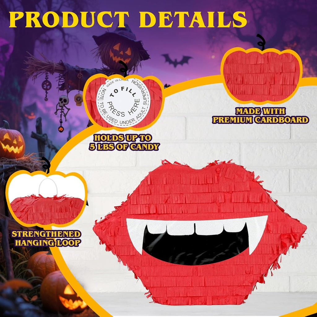 Halloween Vampire Pinatas Bundle with a Blindfold and Bat (16x12.5x4 Inches), Halloween Parties Supplies Game and Decoration