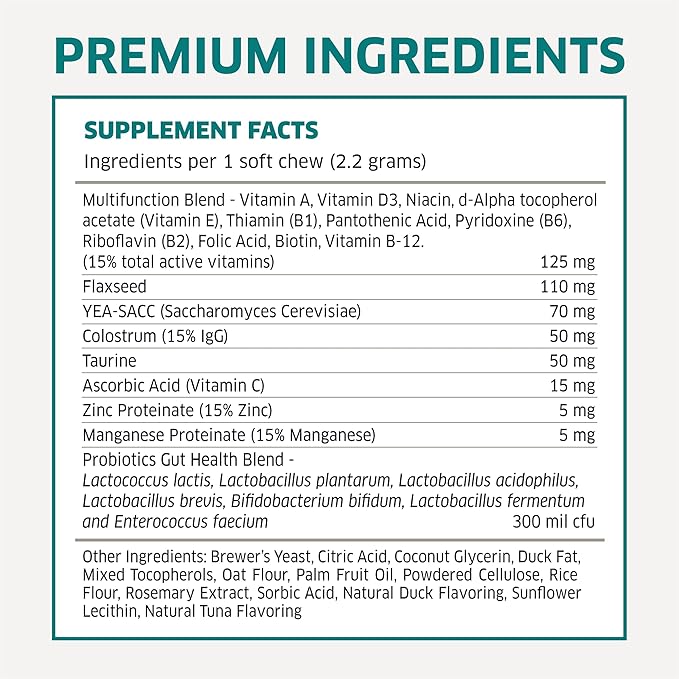 Dog Multivitamin - Dog Vitamins and Supplements - Digestive Enzymes & Probiotics - Probiotics for Dogs - for Skin and Coat Allergies - Immune System & Overall Health - 120 Soft Chew Dog Treats-PawvioPets