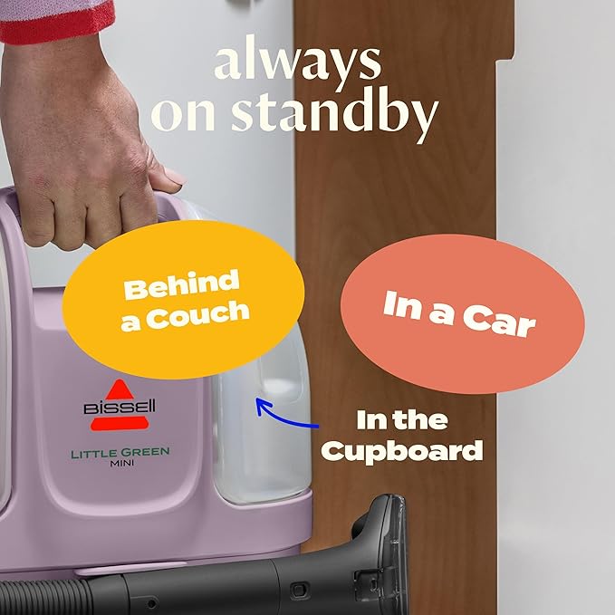 Bissell Little Green Mini Portable Carpet and Upholstery Deep Cleaner, Car/Auto Detailer, with HydroRinse Self-Cleaning Tool and 4" Tough Stain Tool, Limited Edition Color Dusk Pink, 4075L-PawvioPets